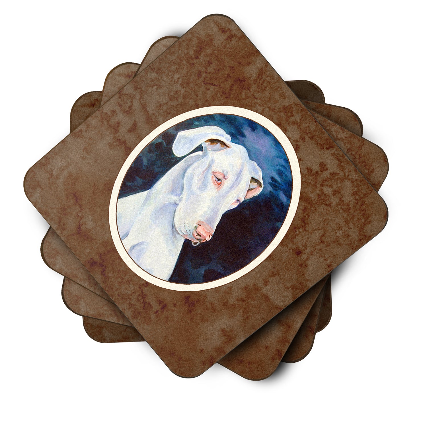 White Great Dane Foam Coaster Set of 4 7279FC - the-store.com