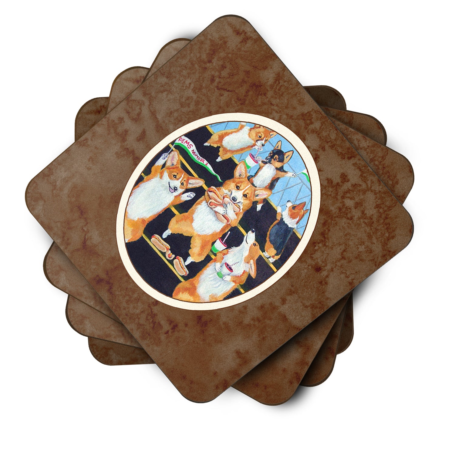 Go Team Corgi Pembroke Foam Coaster Set of 4 7286FC - the-store.com