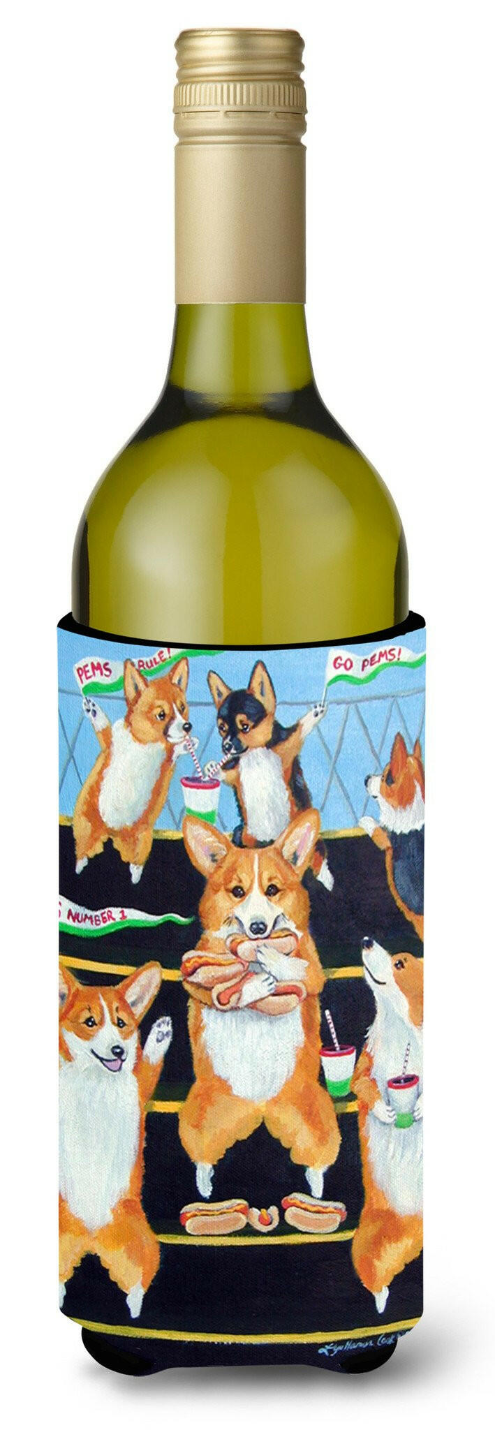 Go Team Corgi Pembroke Wine Bottle Beverage Insulator Beverage Insulator Hugger by Caroline's Treasures