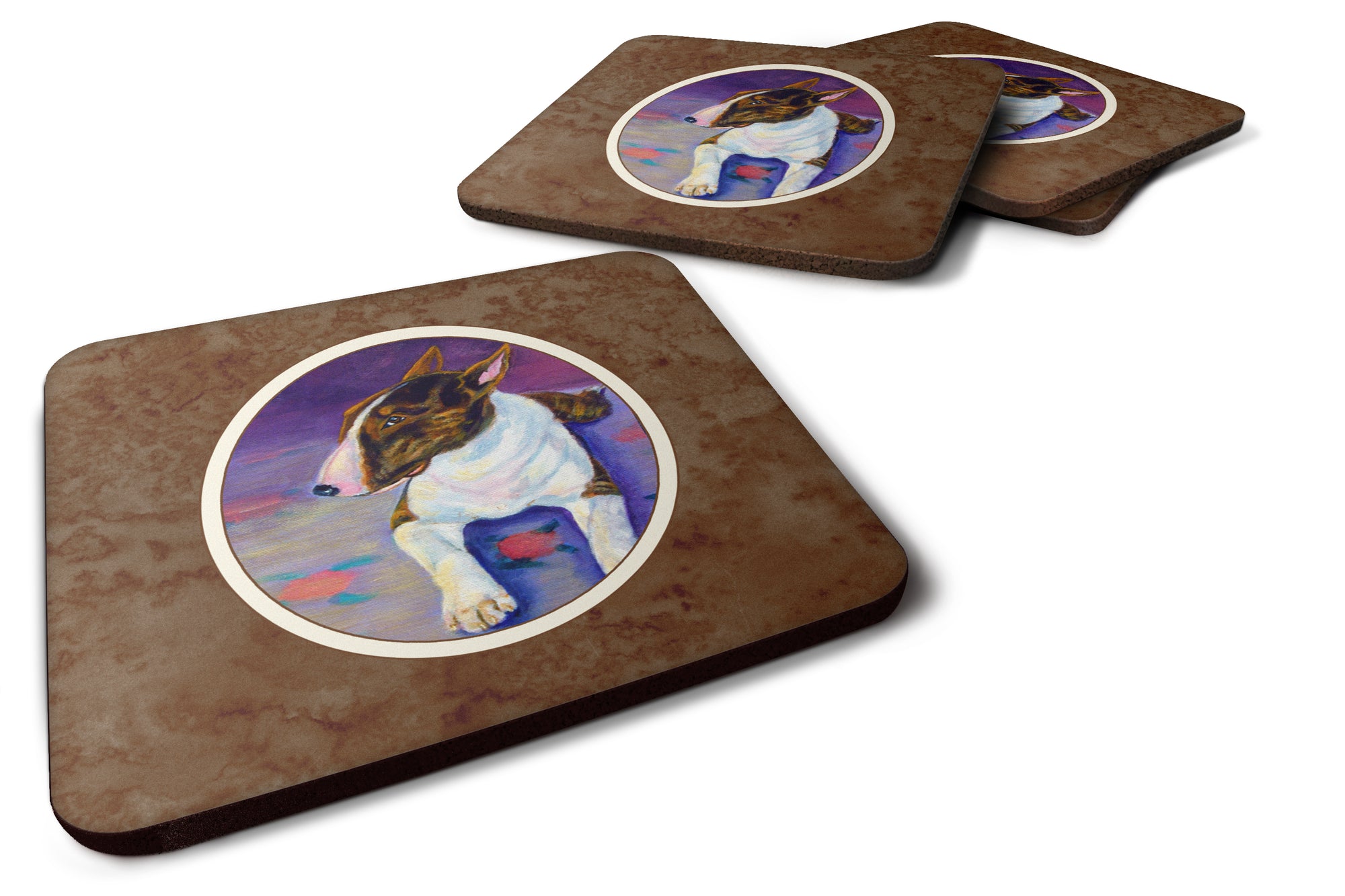 Bull Terrier Foam Coaster Set of 4 7287FC - the-store.com