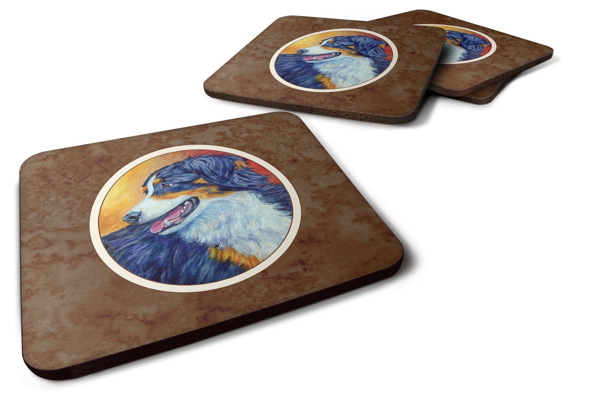 Australian Shepherd Foam Coaster Set of 4 7288FC - the-store.com