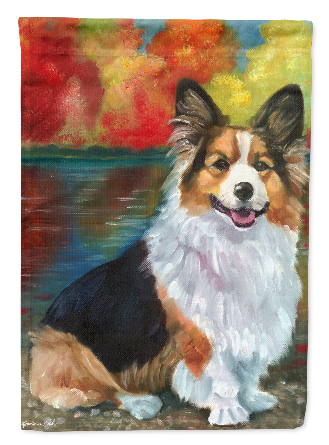 Corgi by the lake Flag Garden Size 7294GF.