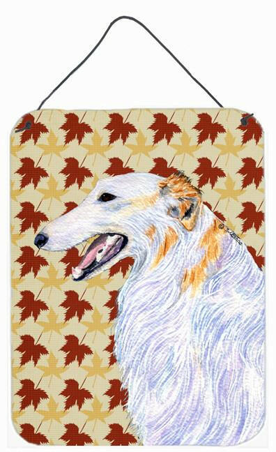 Borzoi Fall Leaves Portrait Aluminium Metal Wall or Door Hanging Prints by Caroline&#39;s Treasures