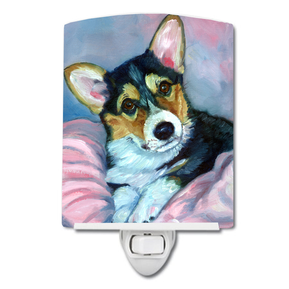 Corgi Puppy with pink blanket Ceramic Night Light 7301CNL - the-store.com