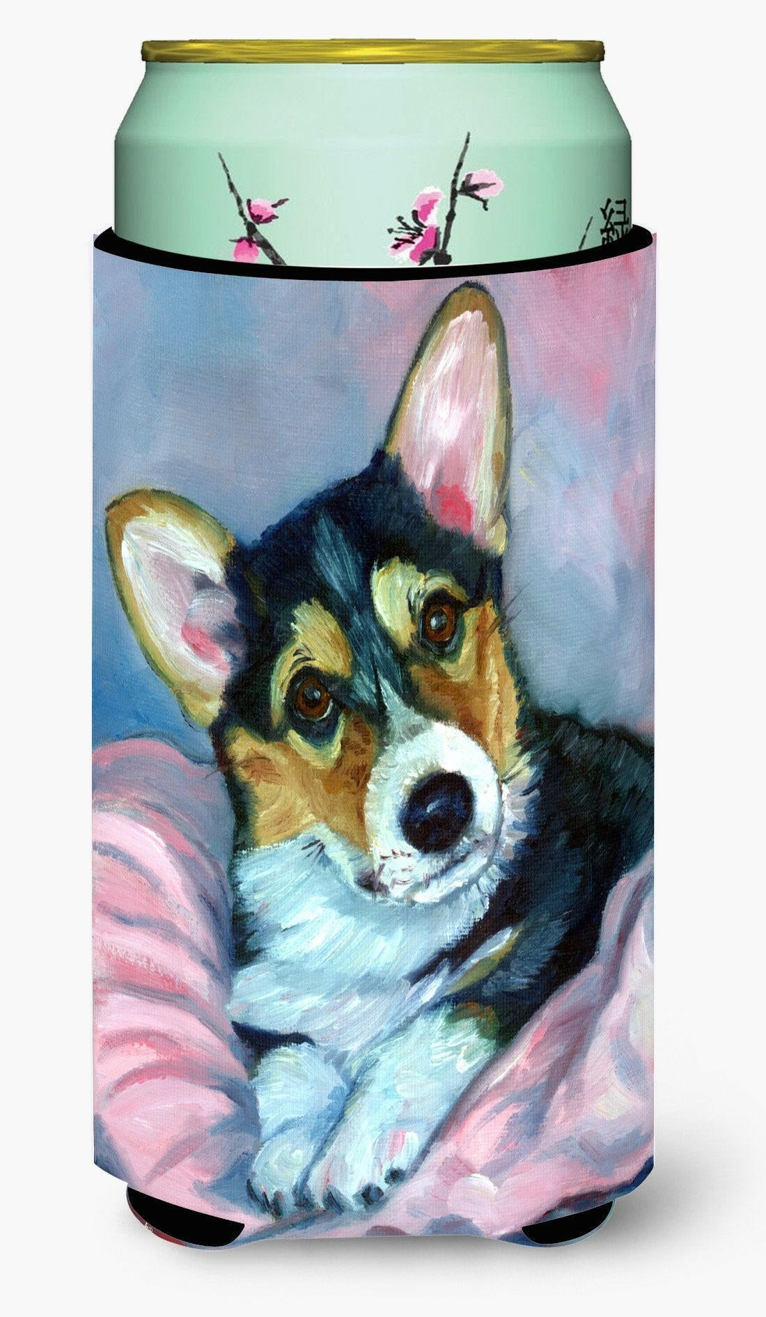 Corgi Puppy with pink blanket Tall Boy Beverage Insulator Hugger 7301TBC by Caroline&#39;s Treasures