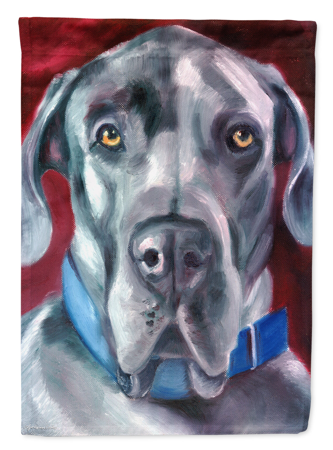 Great Dane Natural Ears Blue Collar Flag Garden Size 7310GF.