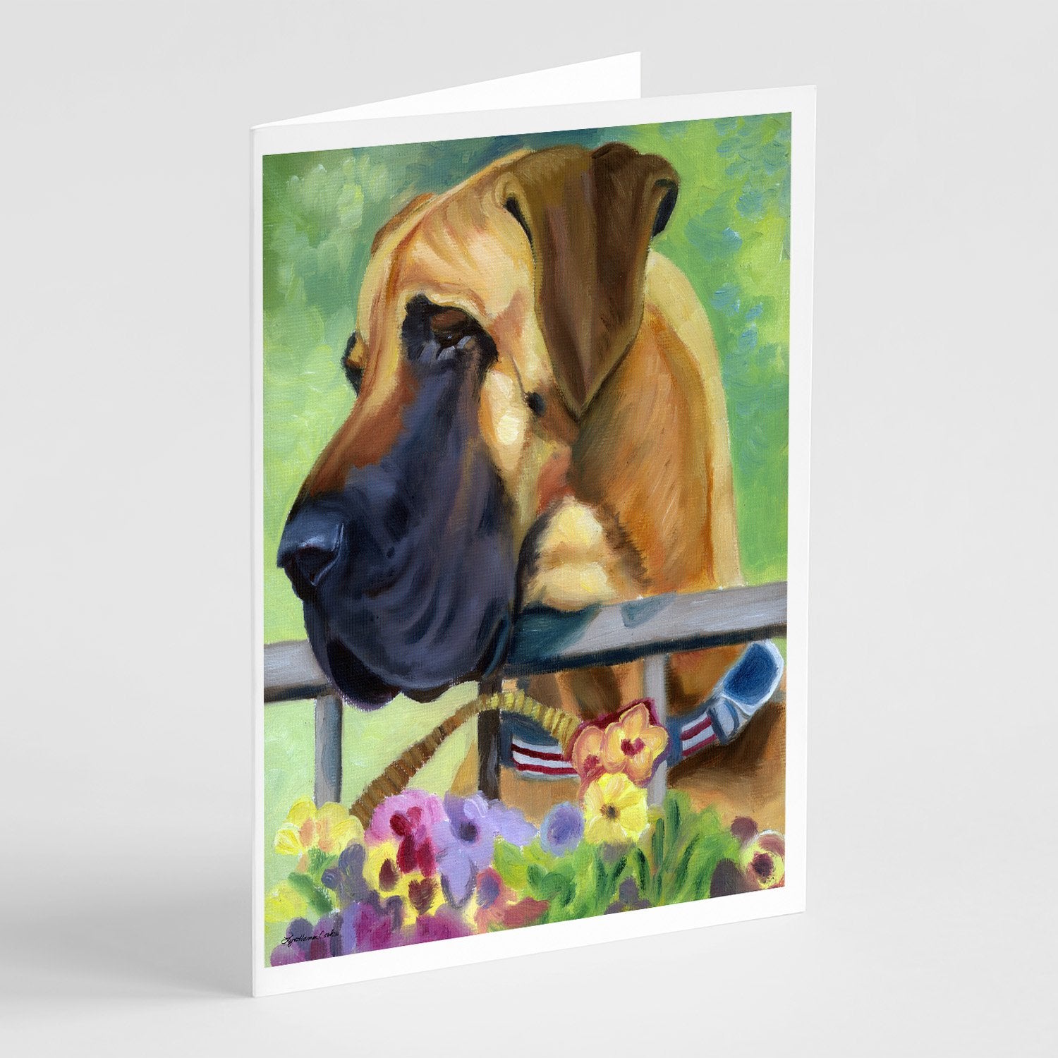 Buy this Great Dane Natural Ears Fawn in Flowers Greeting Cards and Envelopes Pack of 8