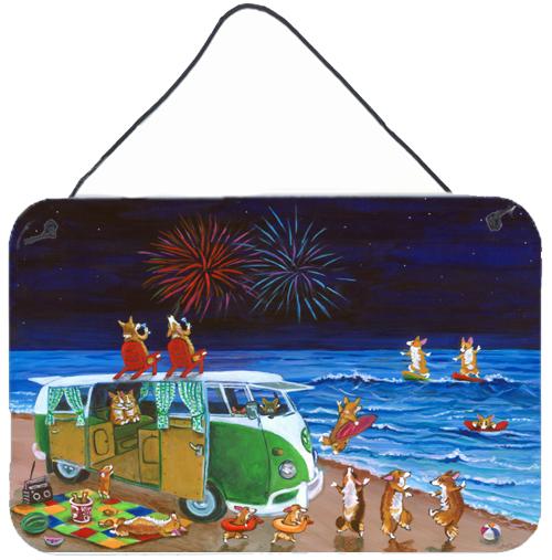 Corgi Beach Party Volkswagon Bus Fireworks Wall or Door Hanging Prints 7317DS812 by Caroline's Treasures