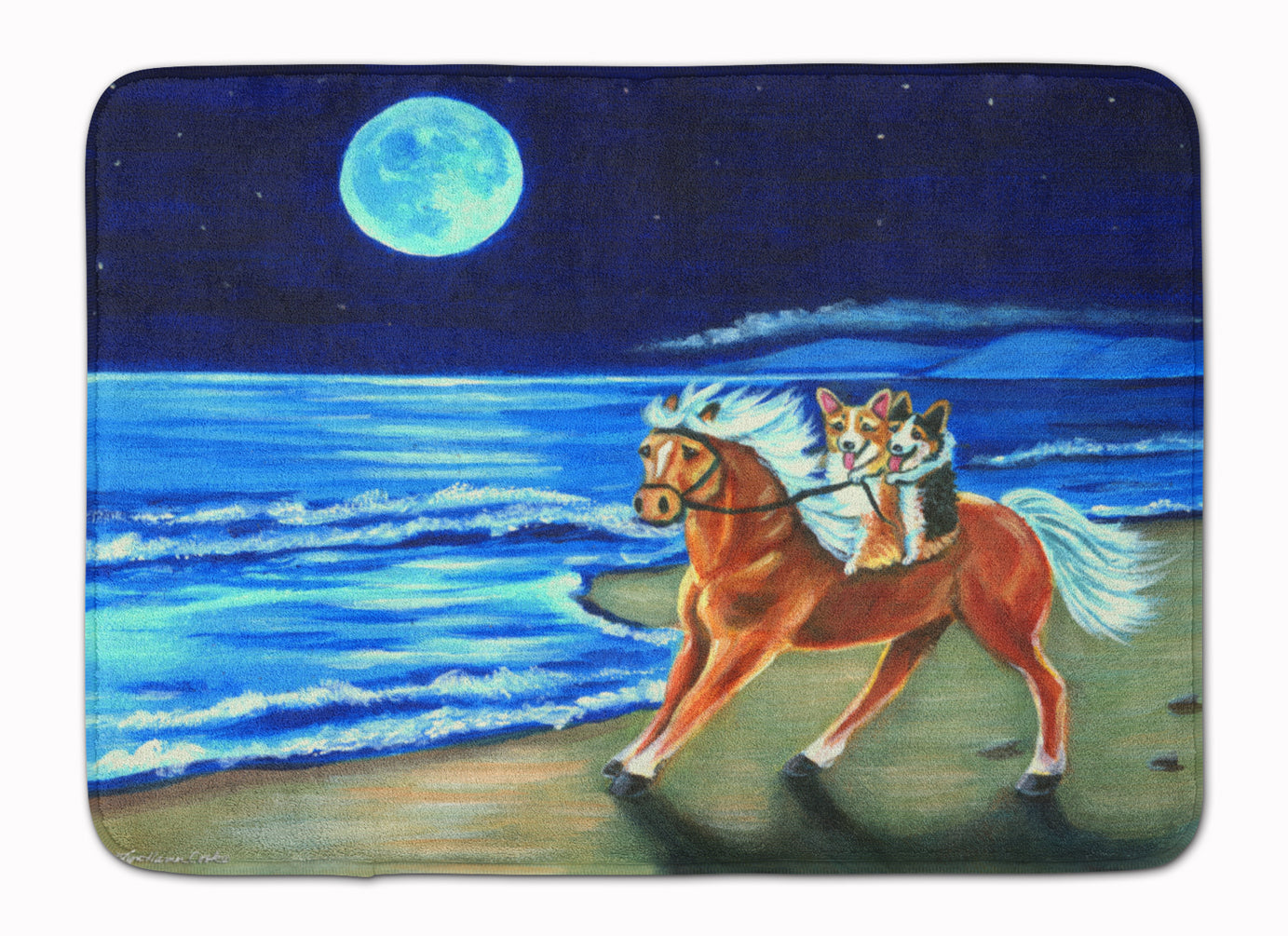 Corgi Beach Ride on Horse Machine Washable Memory Foam Mat 7318RUG - the-store.com