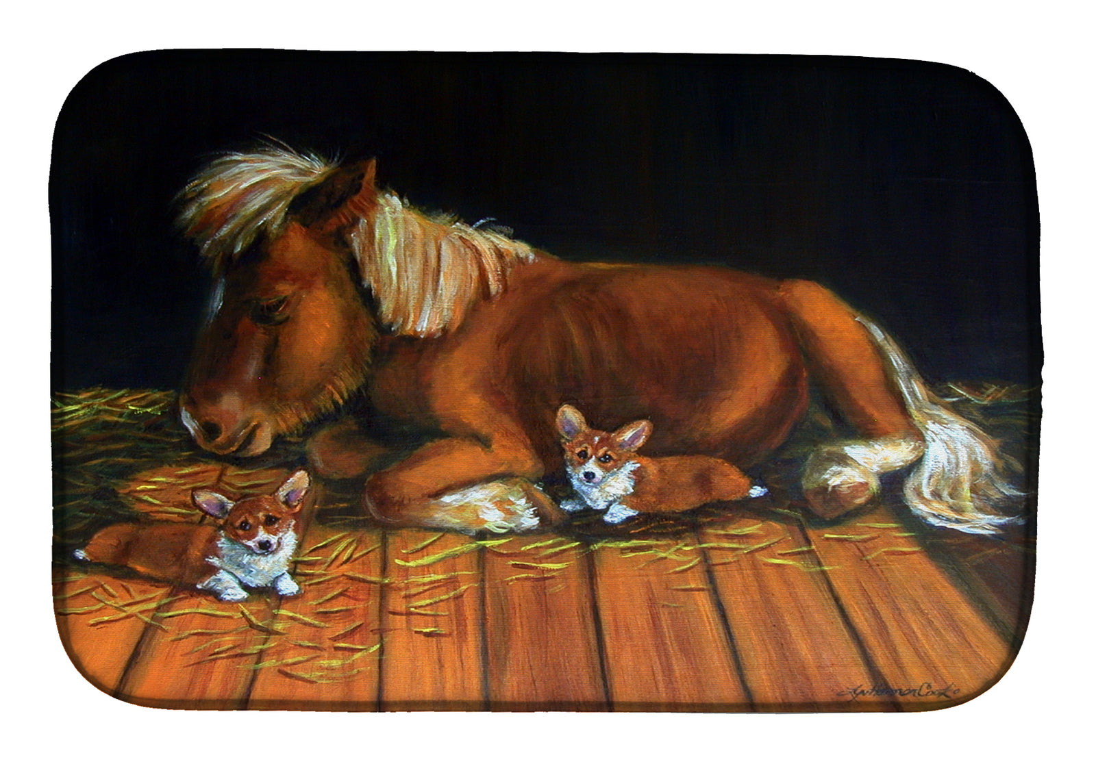 Corgi Snuggles the pony Dish Drying Mat 7323DDM  the-store.com.