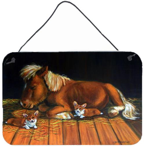 Corgi Snuggles the pony Wall or Door Hanging Prints 7323DS812 by Caroline's Treasures