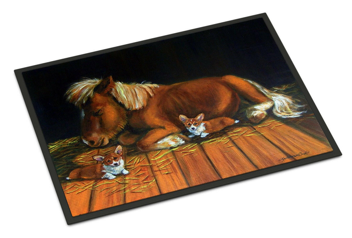 Corgi Snuggles the pony Indoor or Outdoor Mat 18x27 7323MAT - the-store.com