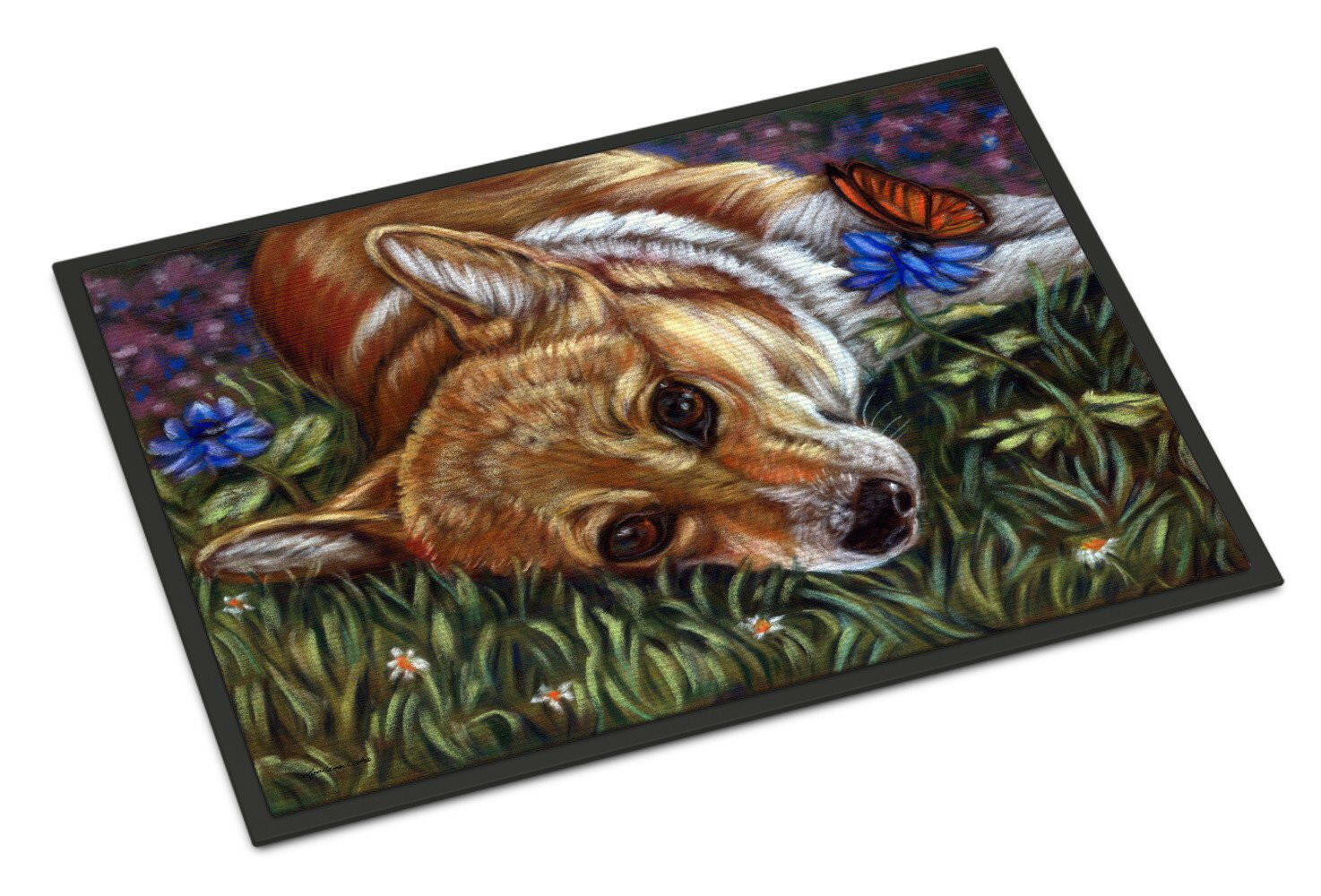 Corgi Pastel Butterfly Indoor or Outdoor Mat 18x27 7325MAT - the-store.com