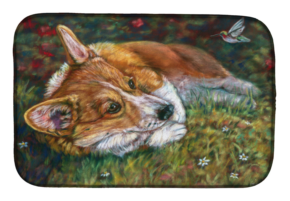 Corgi Pastel Hummingbird Dish Drying Mat 7326DDM  the-store.com.