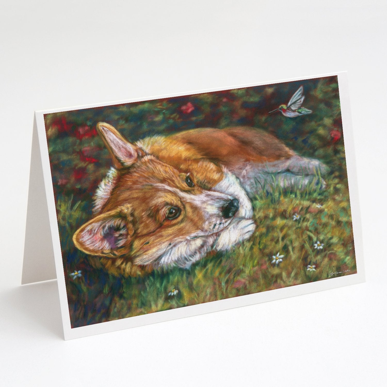 Buy this Corgi Pastel Hummingbird Greeting Cards and Envelopes Pack of 8