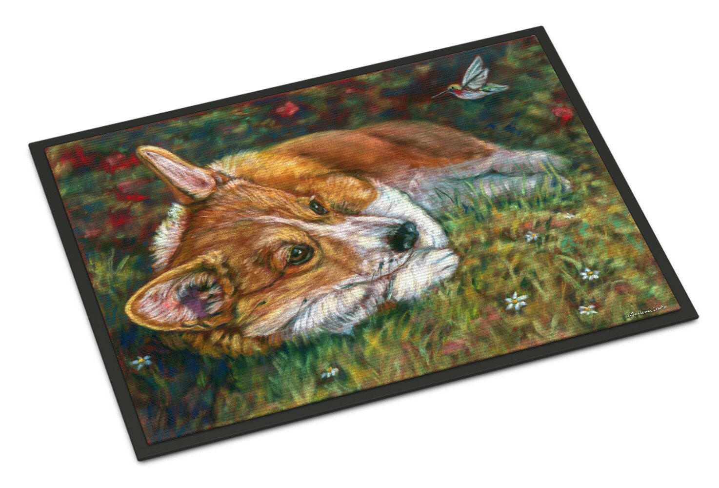 Corgi Pastel Hummingbird Indoor or Outdoor Mat 24x36 7326JMAT - the-store.com