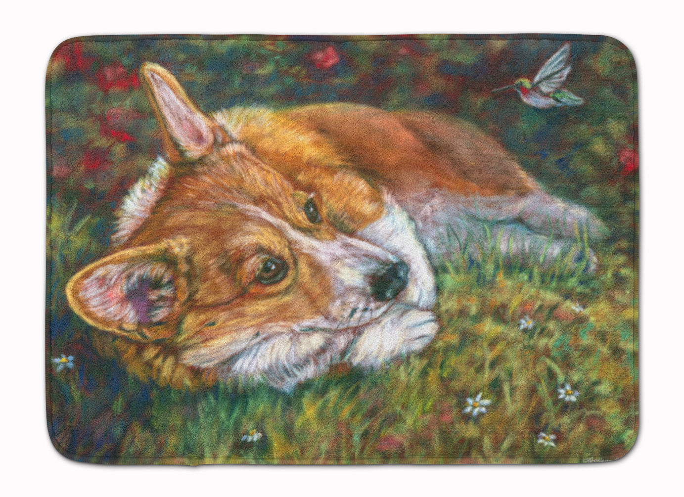 Corgi Pastel Hummingbird Machine Washable Memory Foam Mat 7326RUG - the-store.com