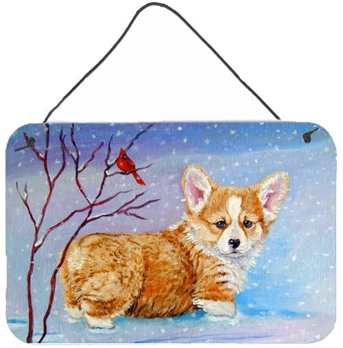 Corgi Pup Snow Cardinal Wall or Door Hanging Prints 7327DS812 by Caroline's Treasures