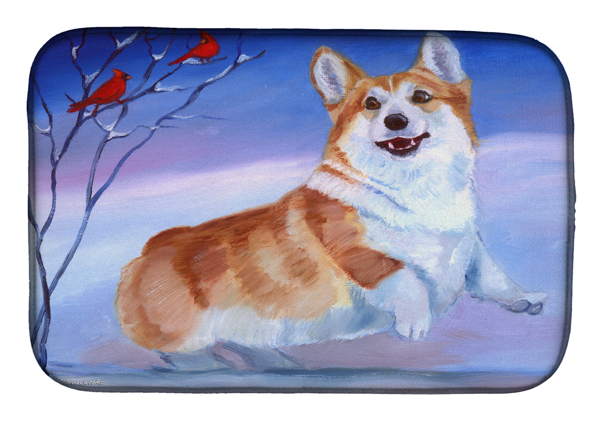 Corgi Snow Cardinal Dish Drying Mat 7328DDM  the-store.com.