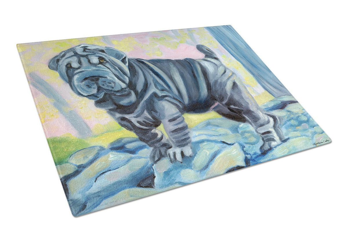 Blue Shar Pei Glass Cutting Board Large 7333LCB by Caroline&#39;s Treasures