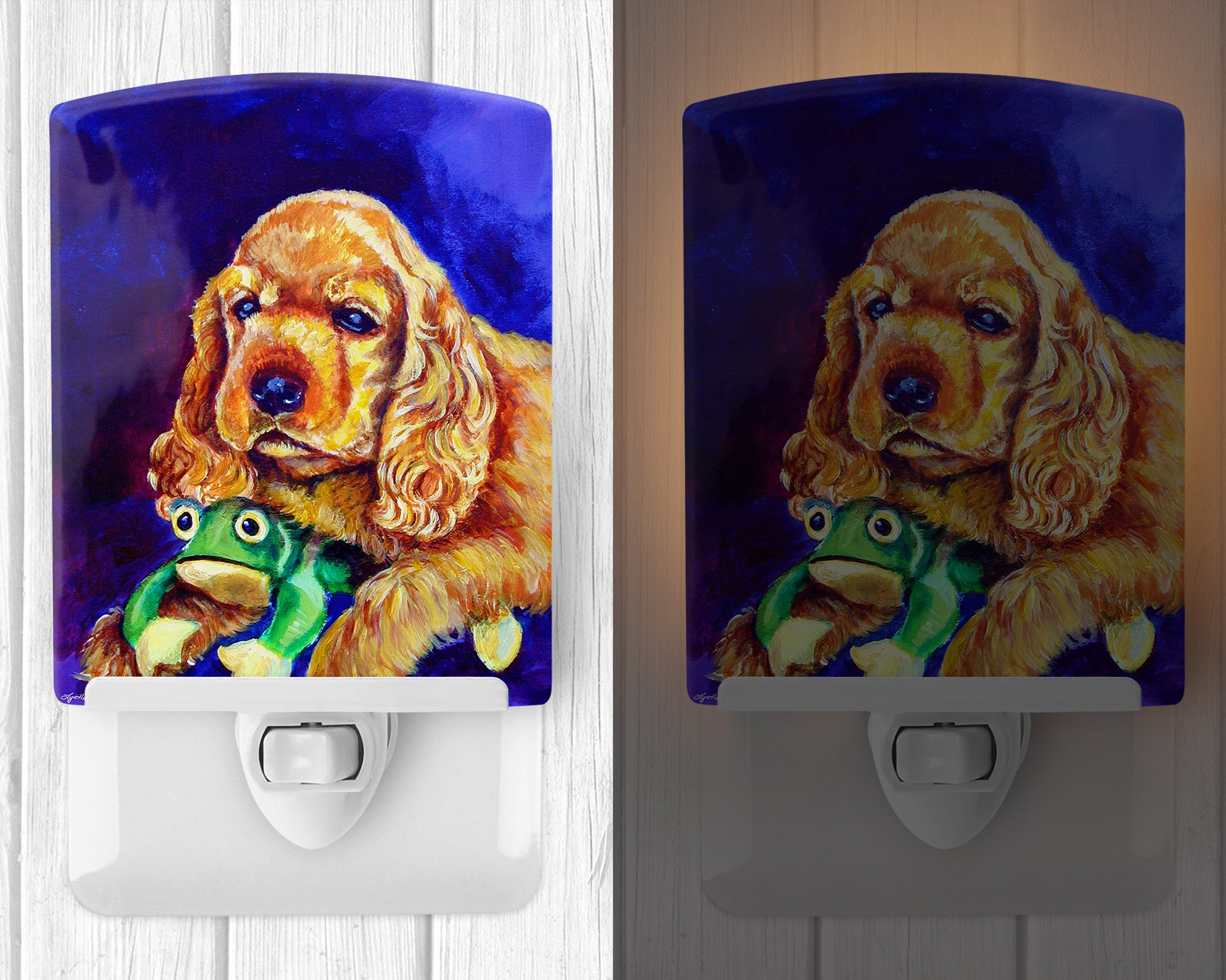 Cocker Spaniel with Frog Ceramic Night Light 7342CNL - the-store.com