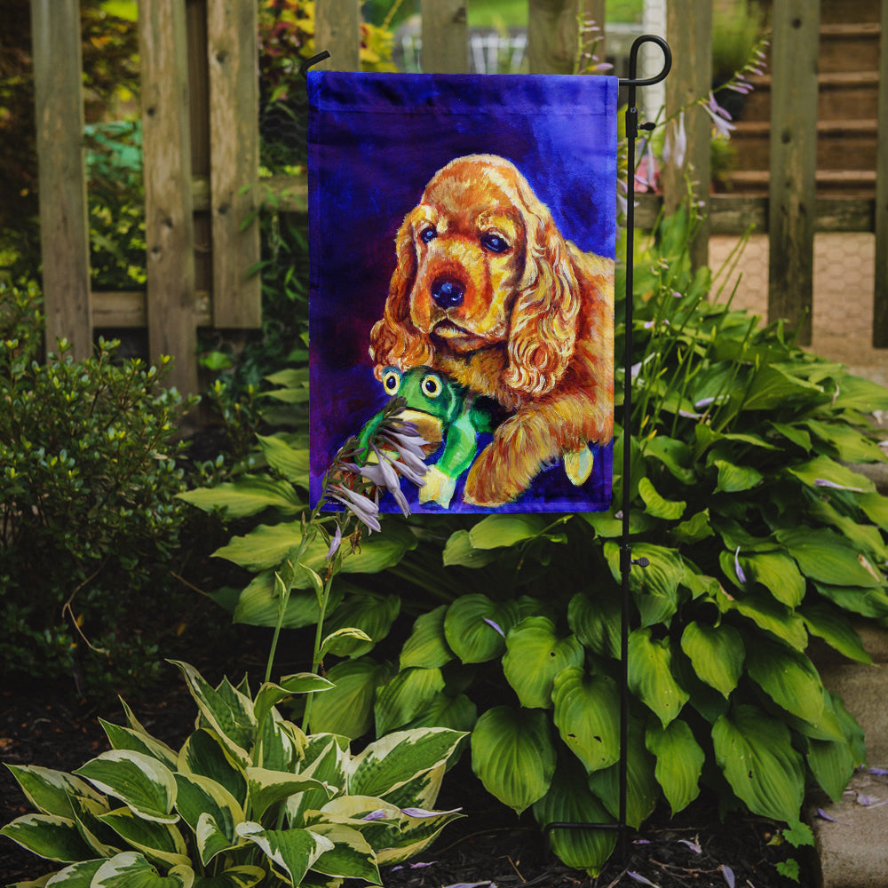 Cocker Spaniel with Frog Flag Garden Size 7342GF.