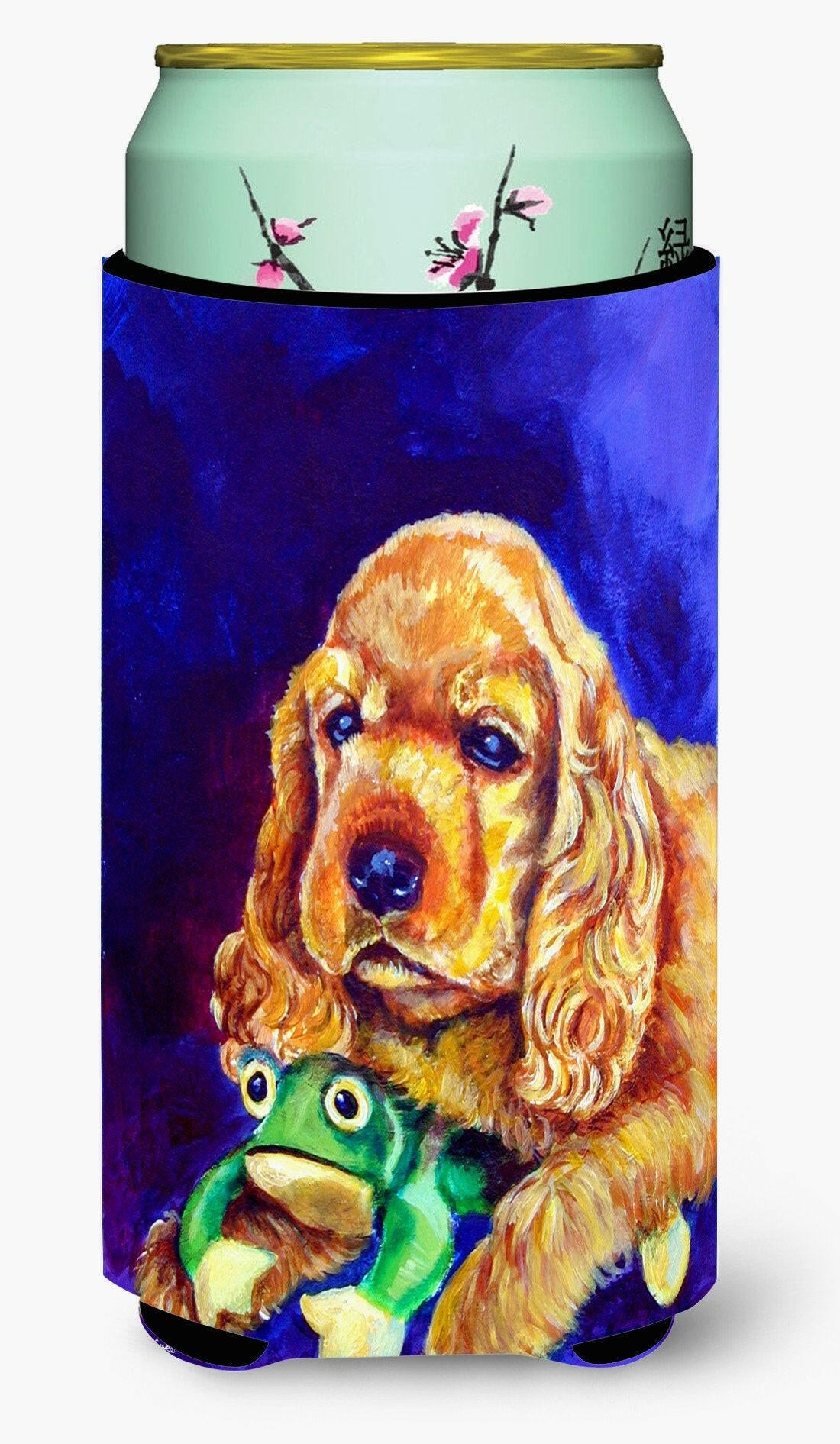 Cocker Spaniel with Frog Tall Boy Beverage Insulator Hugger 7342TBC by Caroline's Treasures