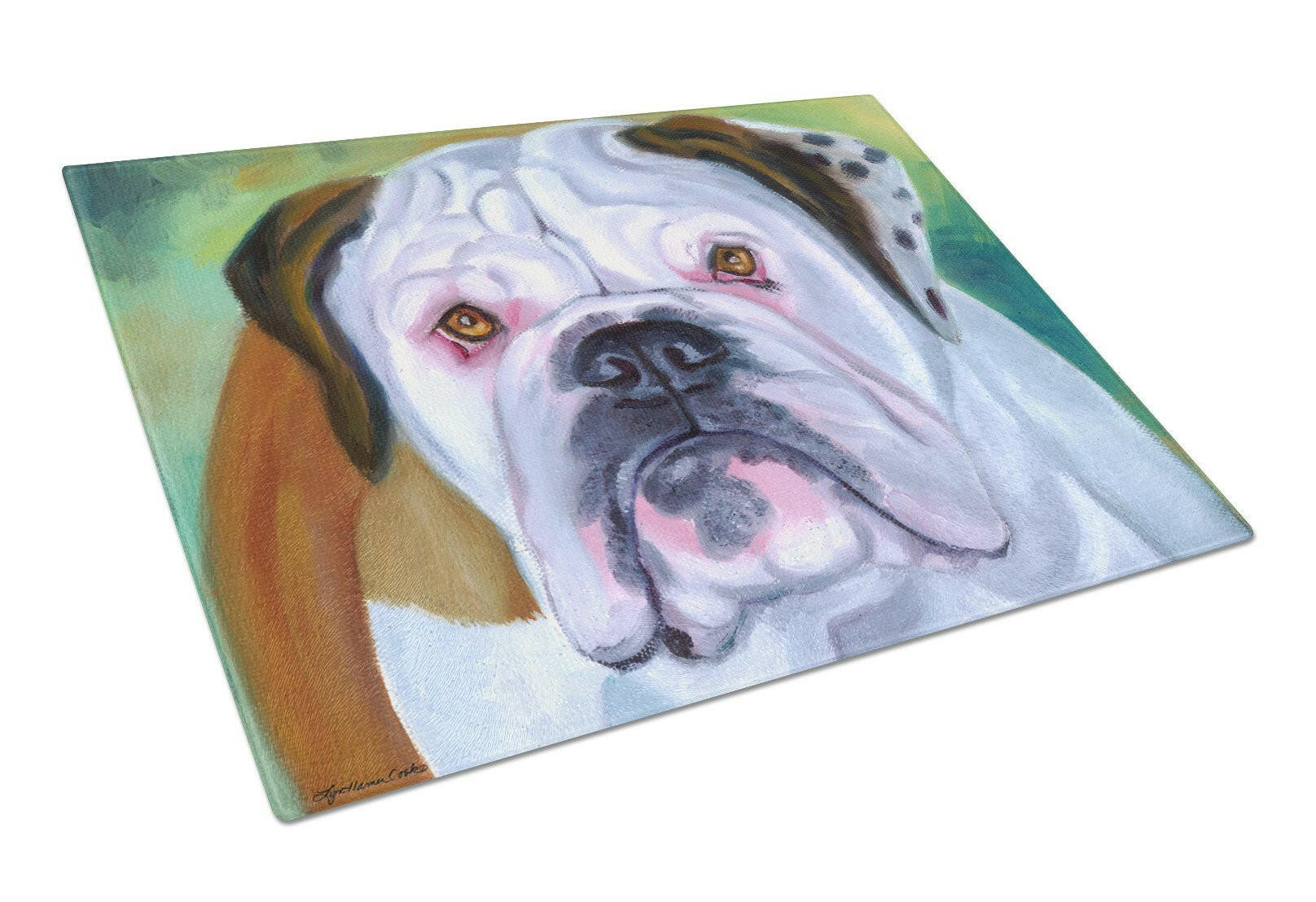 Miss English Bulldog Glass Cutting Board Large 7350LCB by Caroline's Treasures