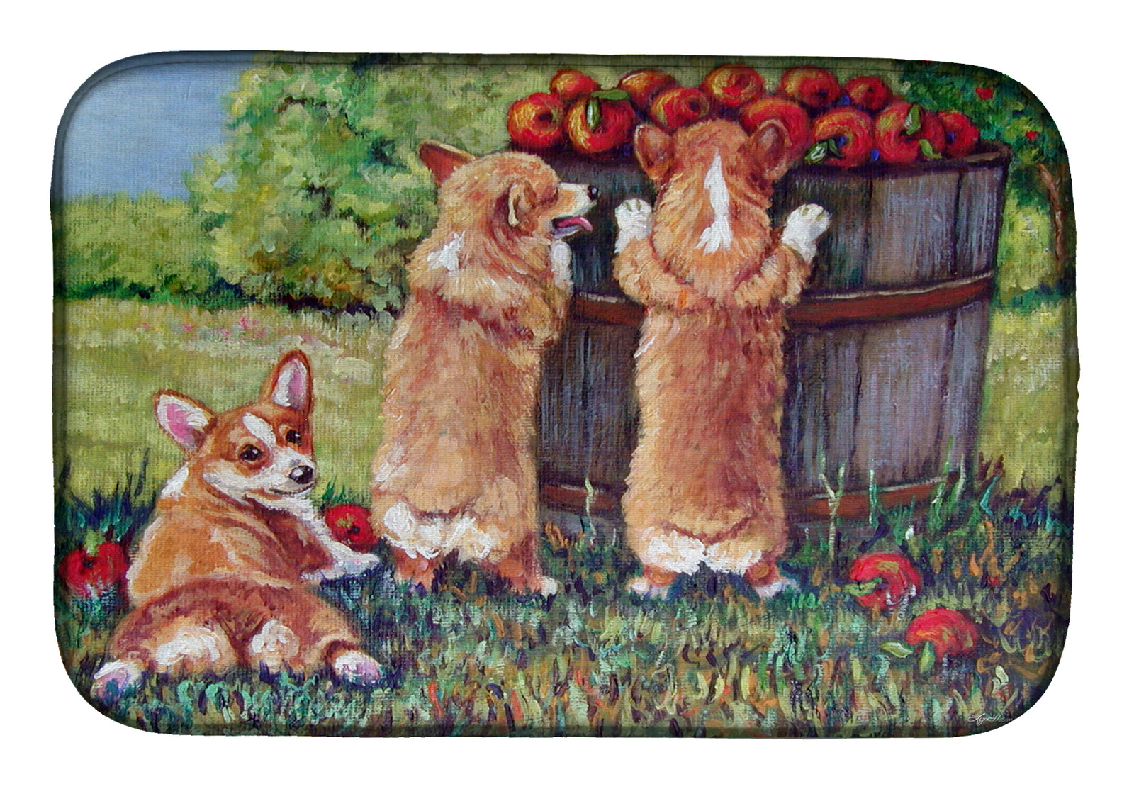 Apple Helper Corgis Dish Drying Mat 7351DDM  the-store.com.