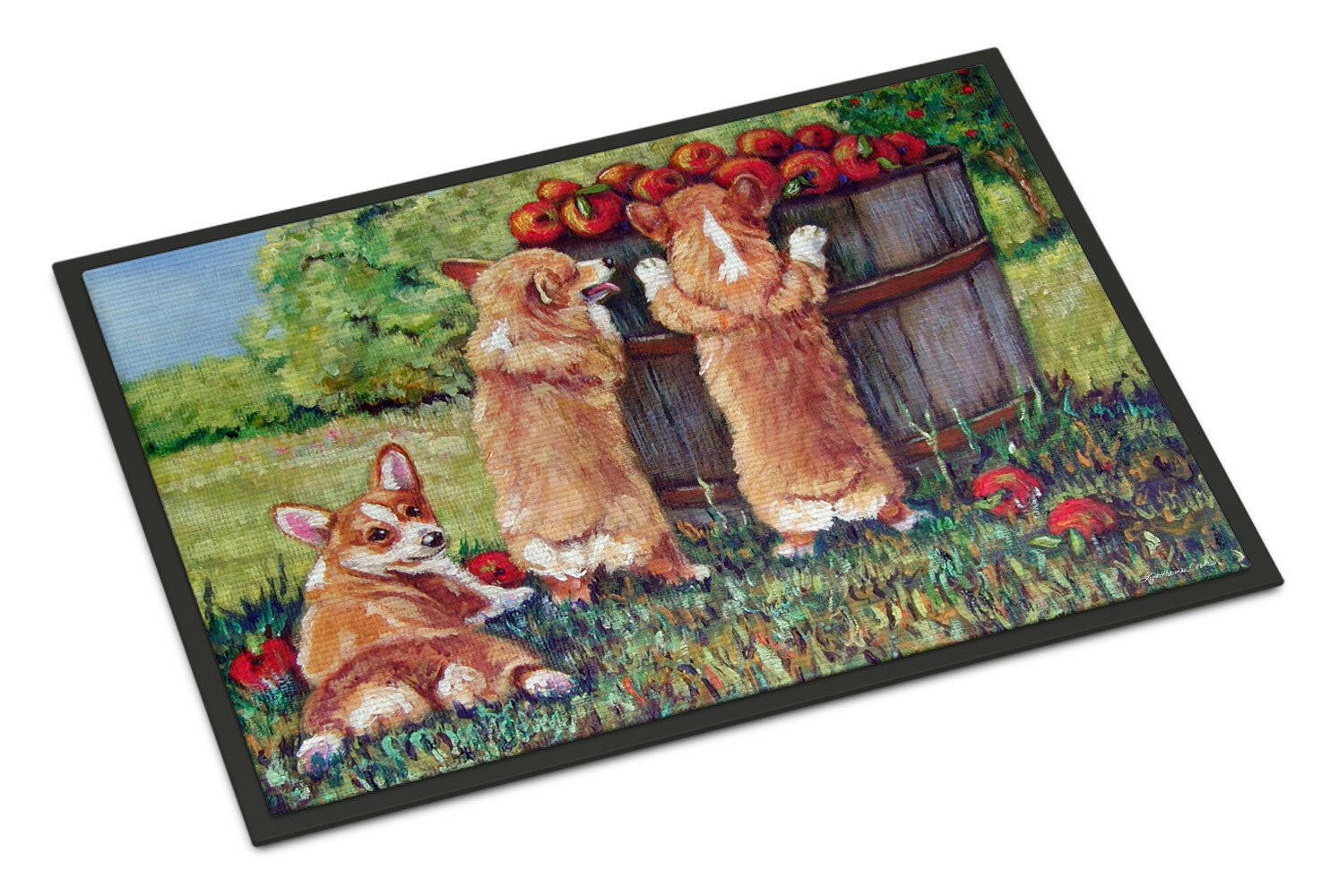 Apple Helper Corgis Indoor or Outdoor Mat 24x36 7351JMAT - the-store.com