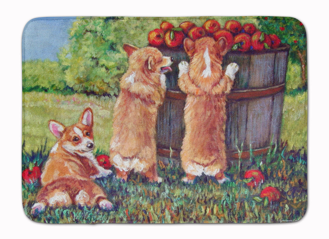 Apple Helper Corgis Machine Washable Memory Foam Mat 7351RUG - the-store.com