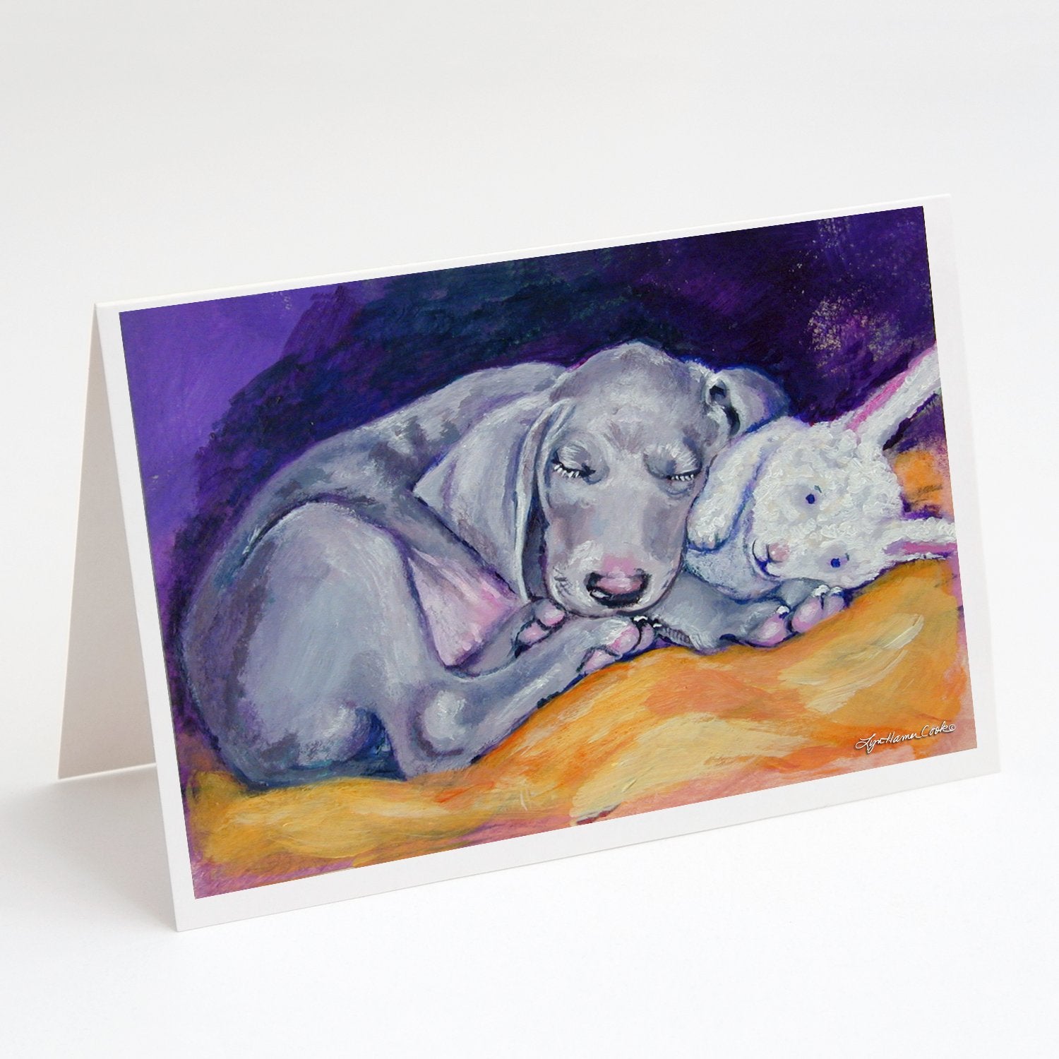 Buy this Weimaraner Snuggle Bunny Greeting Cards and Envelopes Pack of 8