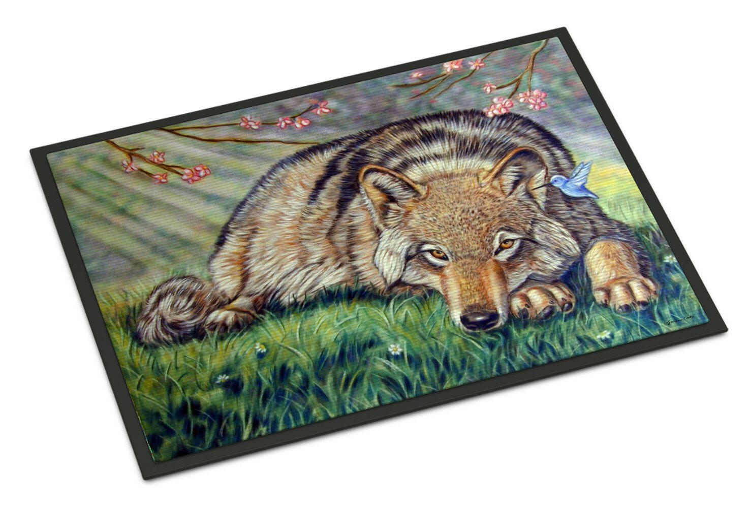 Wolf and Hummingbird Indoor or Outdoor Mat 24x36 7356JMAT - the-store.com