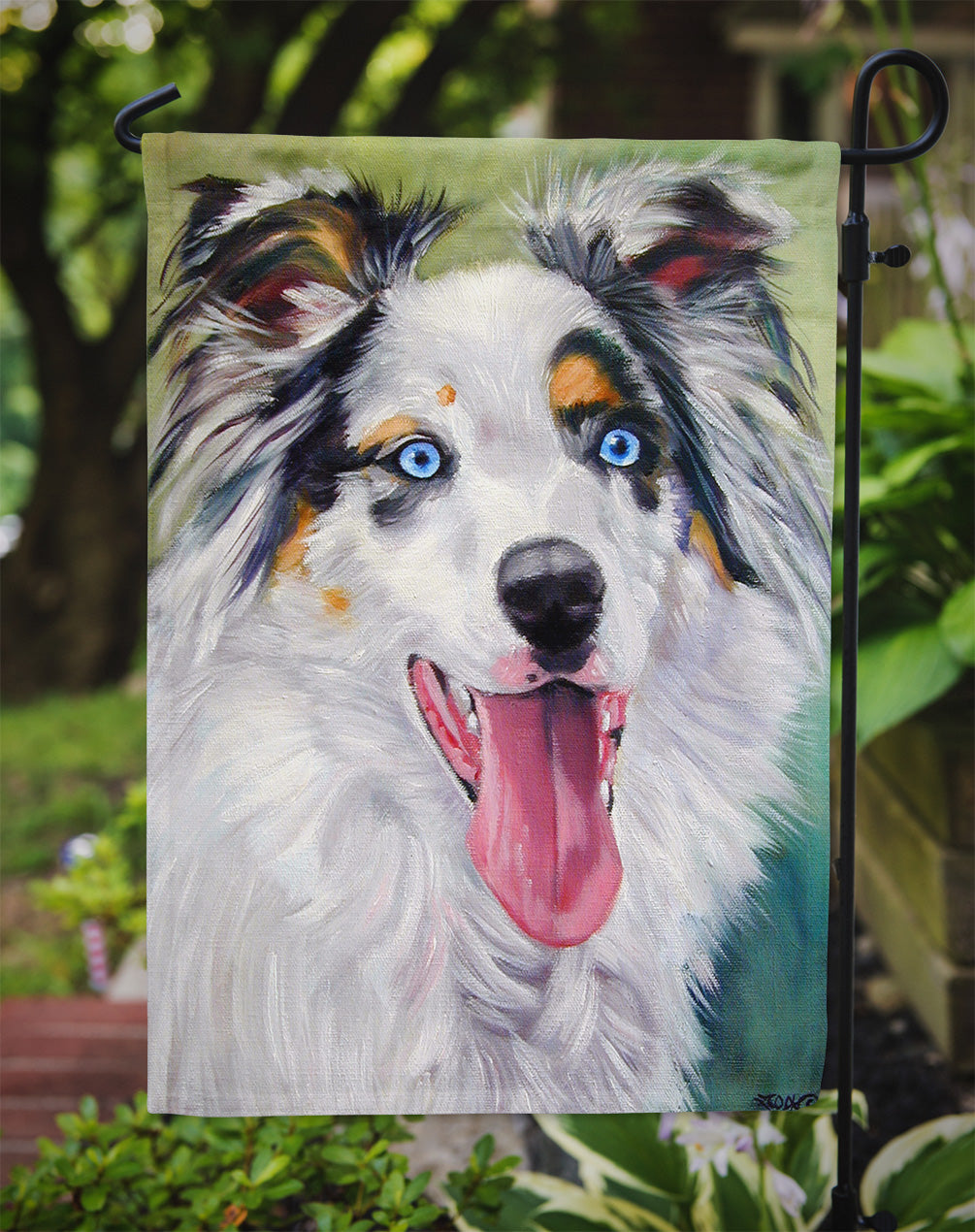 Australian Shepherd Blue Eyes Flag Garden Size 7358GF.