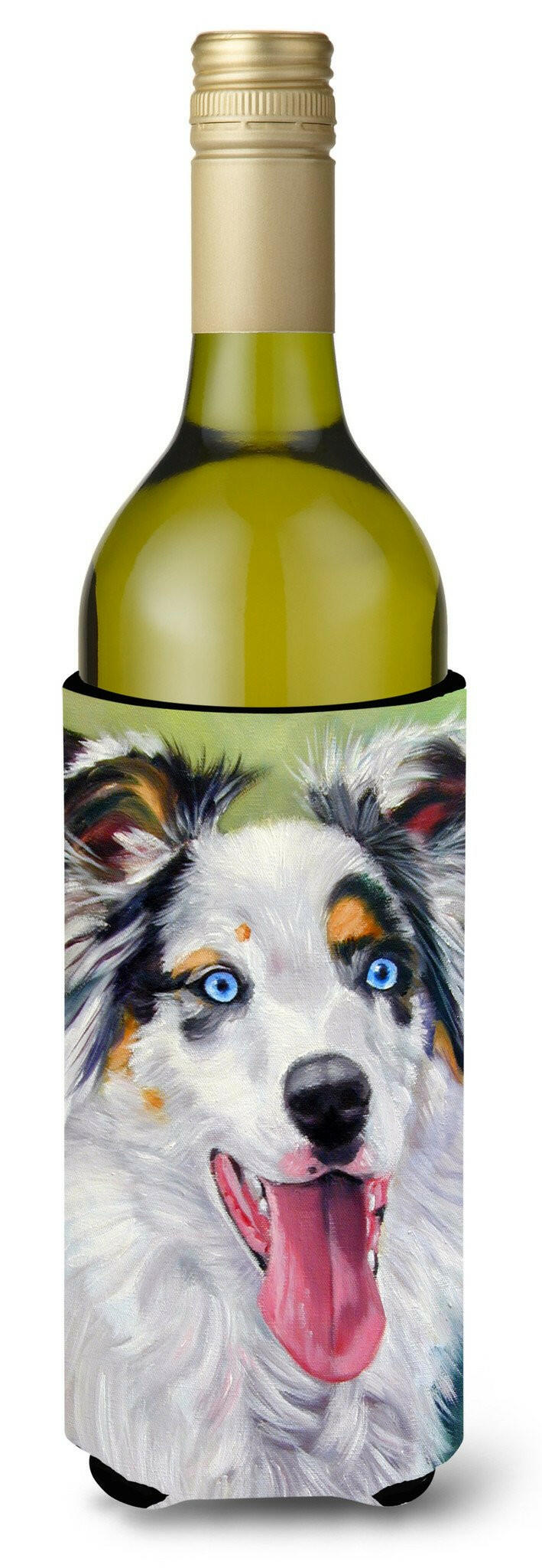 Australian Shepherd Blue Eyes Wine Bottle Beverage Insulator Hugger 7358LITERK by Caroline&#39;s Treasures