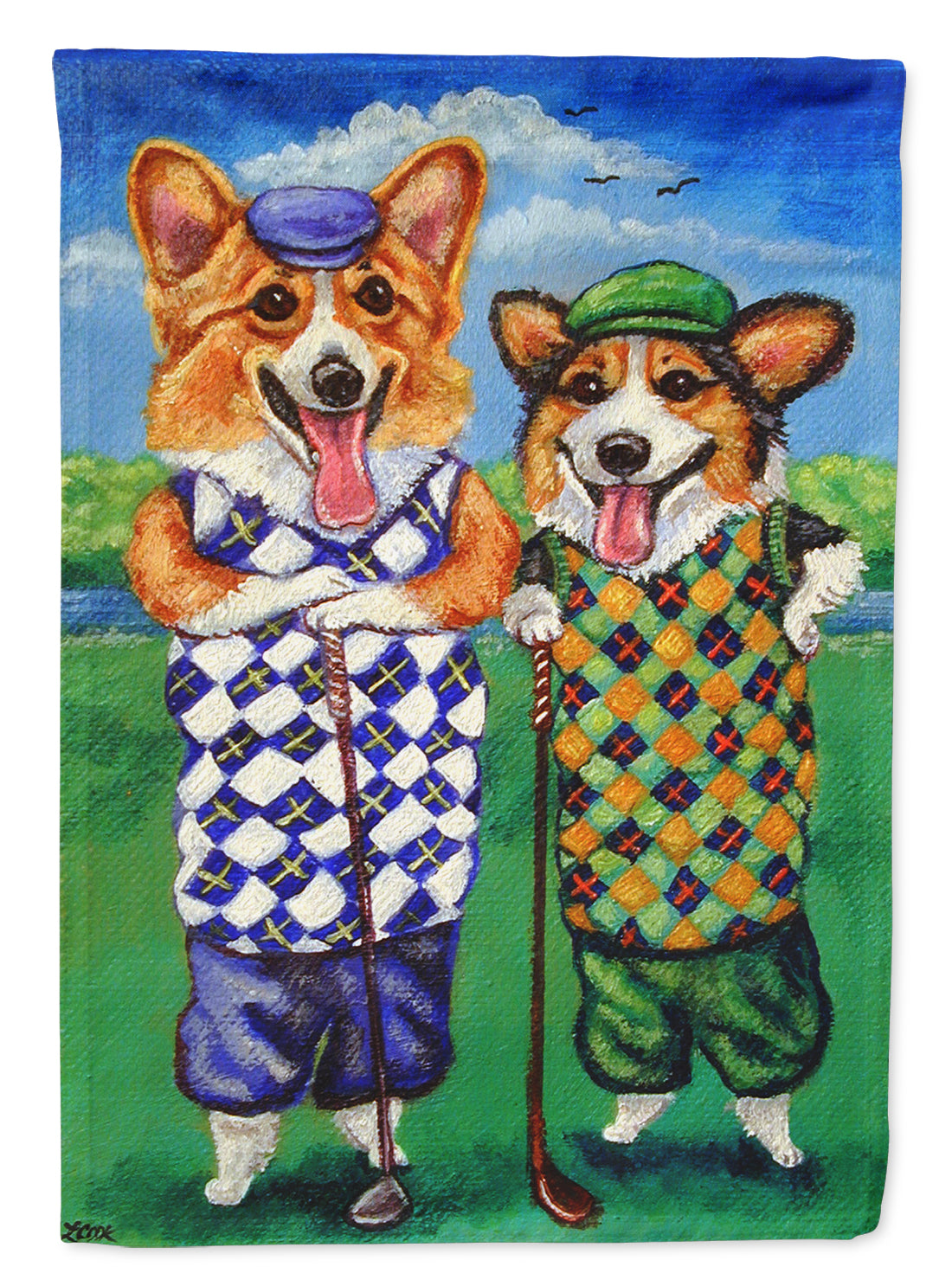 Corgi Golfers Flag Garden Size 7361GF.