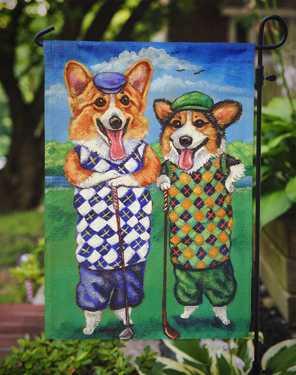 Corgi Golfers Flag Garden Size 7361GF.