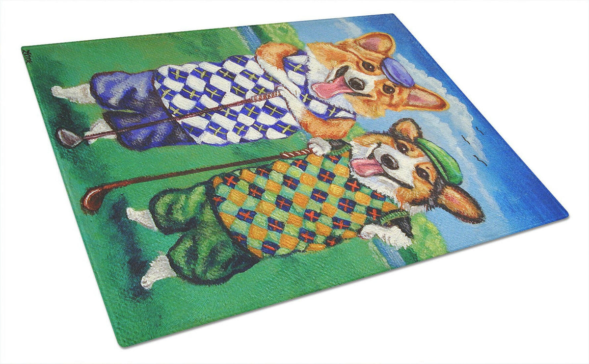 Corgi Golfers Glass Cutting Board Large 7361LCB by Caroline&#39;s Treasures