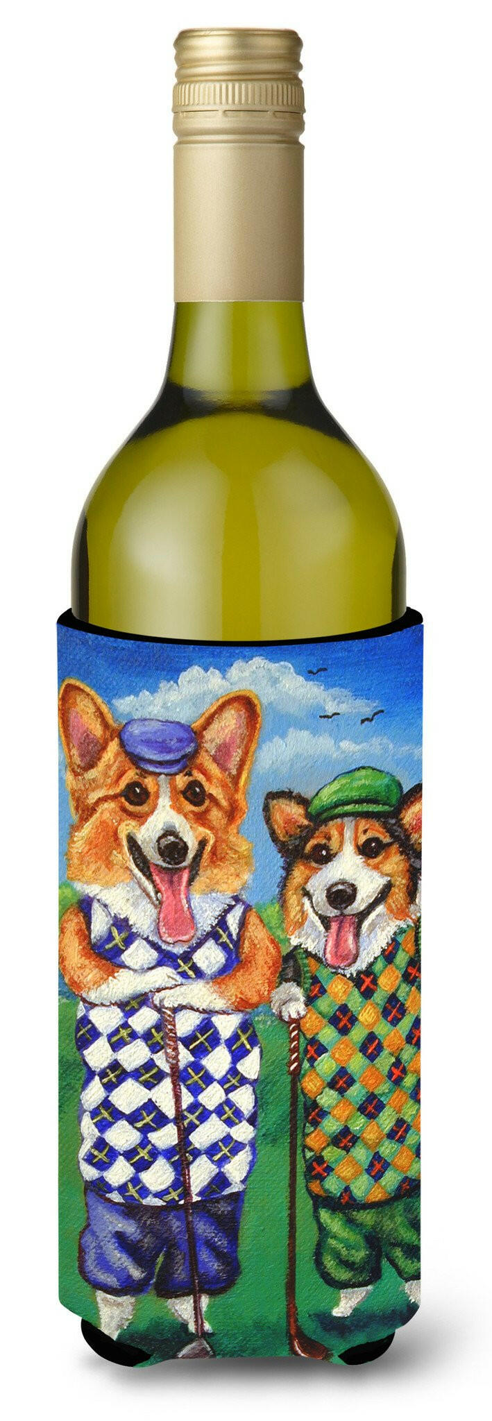 Corgi Golfers Wine Bottle Beverage Insulator Hugger 7361LITERK by Caroline's Treasures