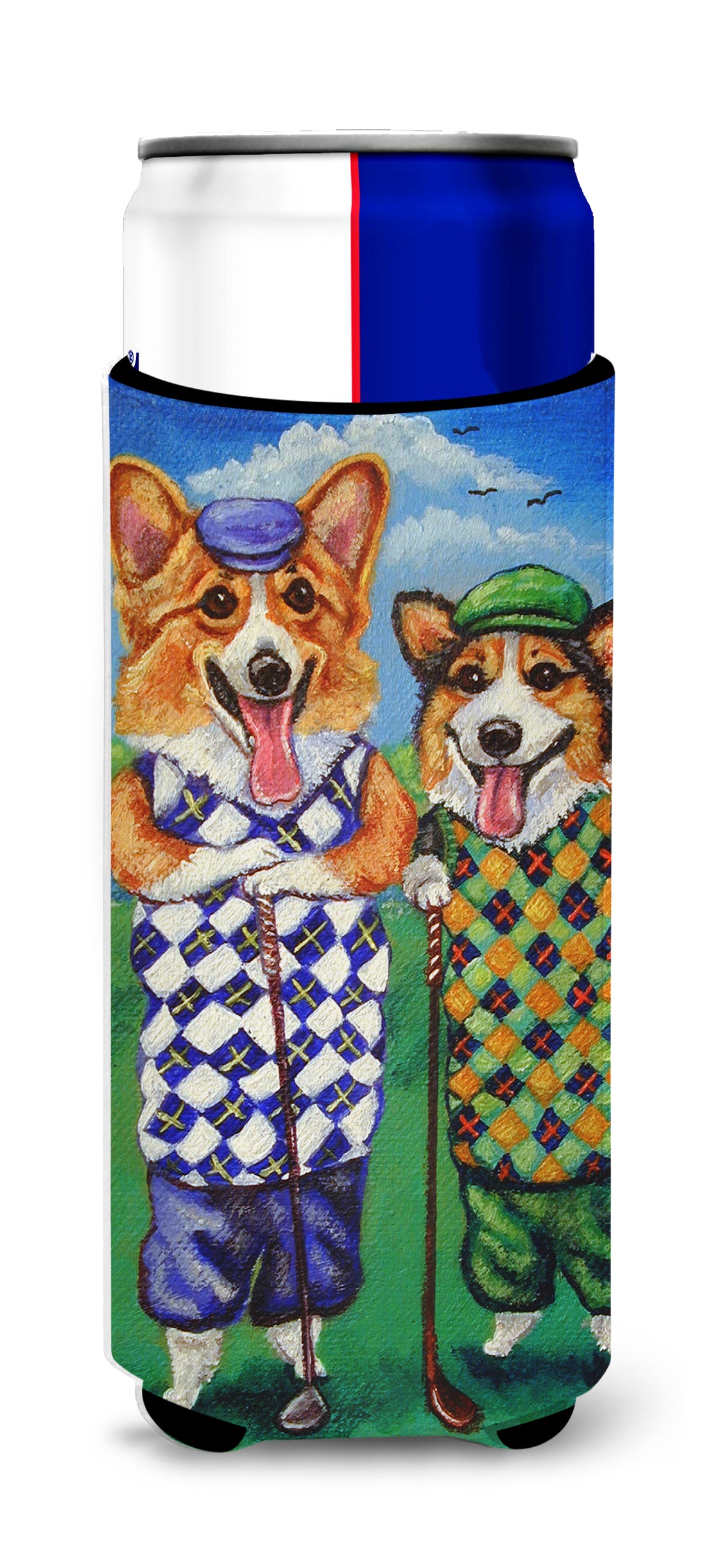 Corgi Golfers  Ultra Beverage Insulators for slim cans 7361MUK  the-store.com.