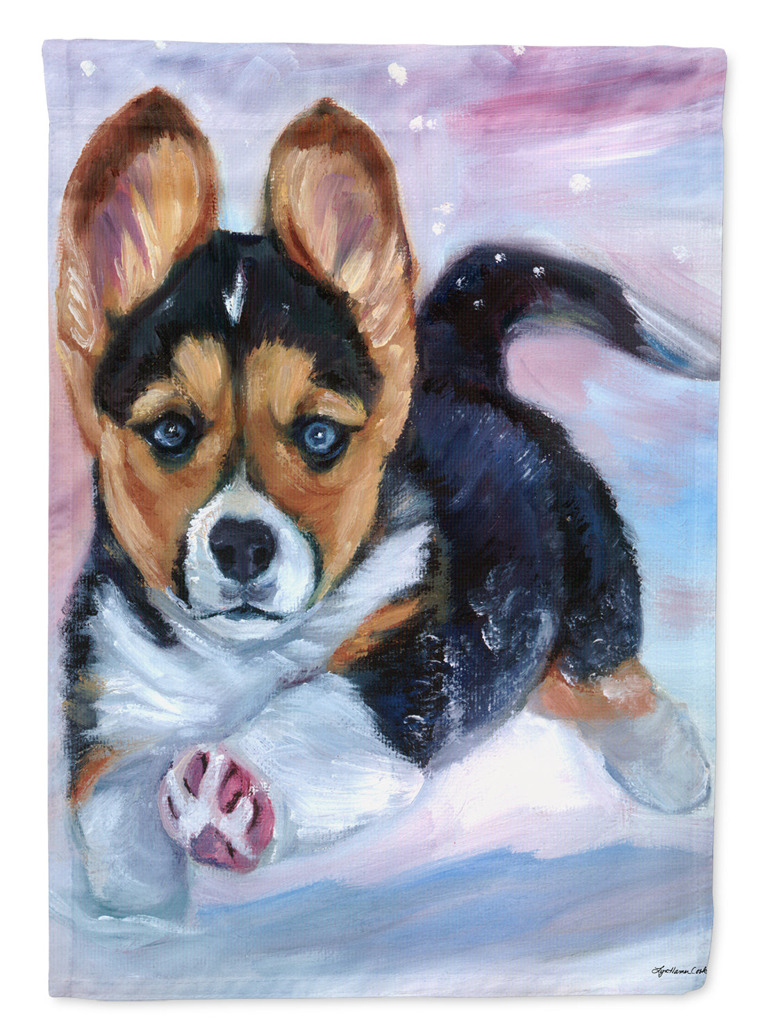 Puppy Chase Corgi Flag Garden Size 7371GF.