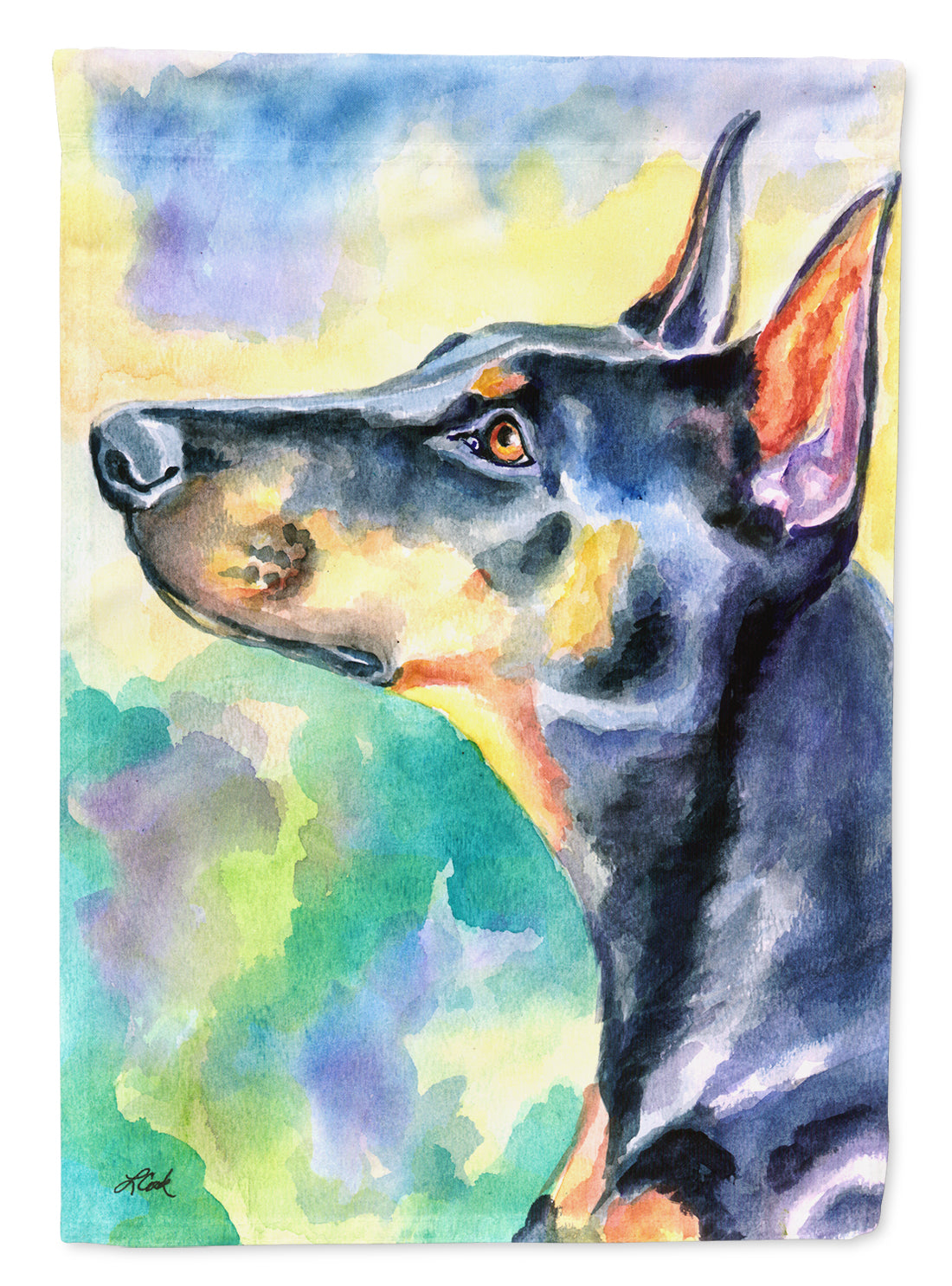 Watercolor Doberman Flag Garden Size 7372GF.