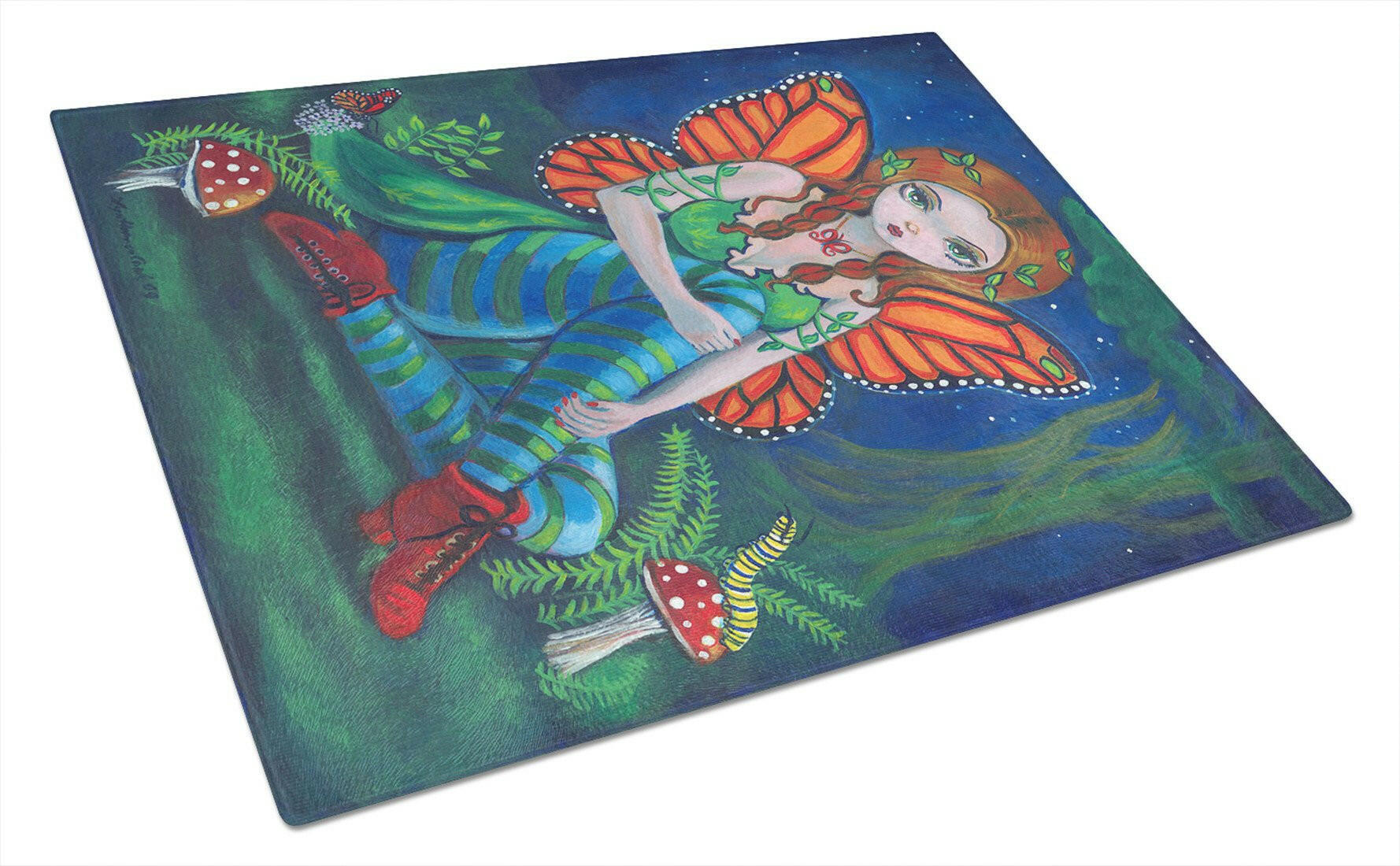 Fairy Monarch Glass Cutting Board Large 7375LCB by Caroline's Treasures