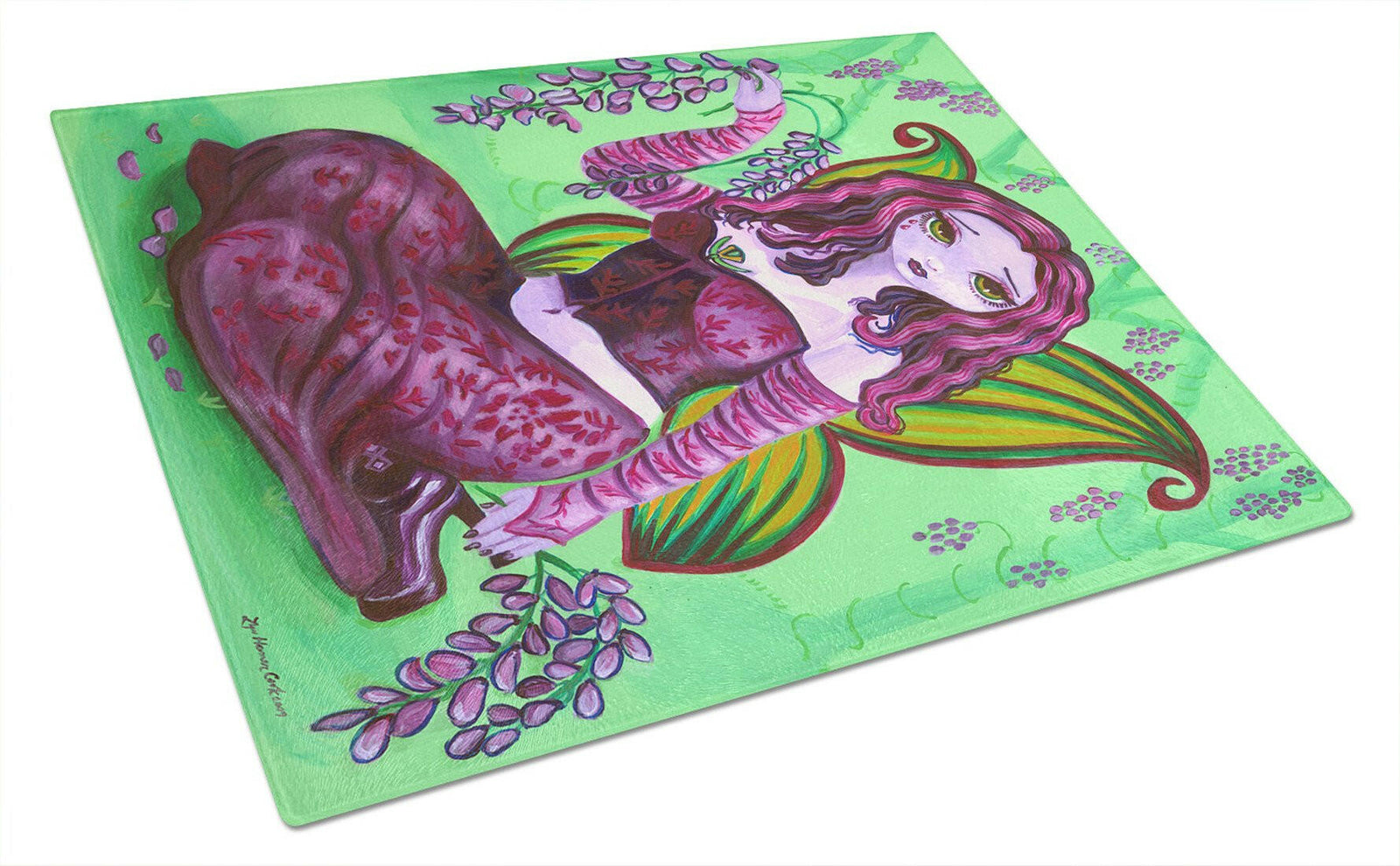 Fairy Lady Wisteria Glass Cutting Board Large 7377LCB by Caroline's Treasures