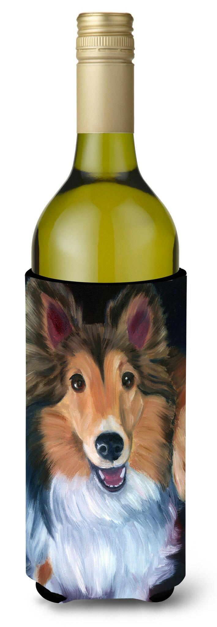 Sheltie Stand Off Wine Bottle Beverage Insulator Hugger 7394LITERK by Caroline's Treasures