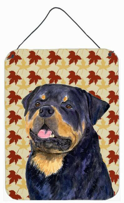 Rottweiler Fall Leaves Portrait Aluminium Metal Wall or Door Hanging Prints by Caroline&#39;s Treasures