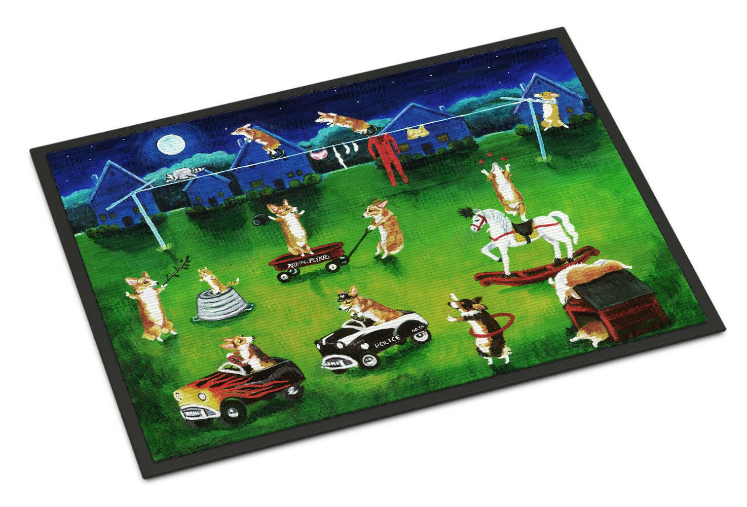 Corgi Backyard Circus Indoor or Outdoor Mat 18x27 7403MAT - the-store.com