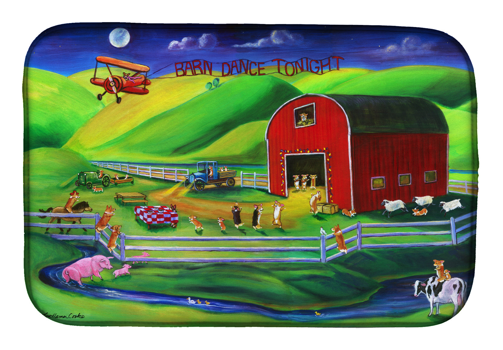 Corgi Barn Dance Dish Drying Mat 7404DDM  the-store.com.