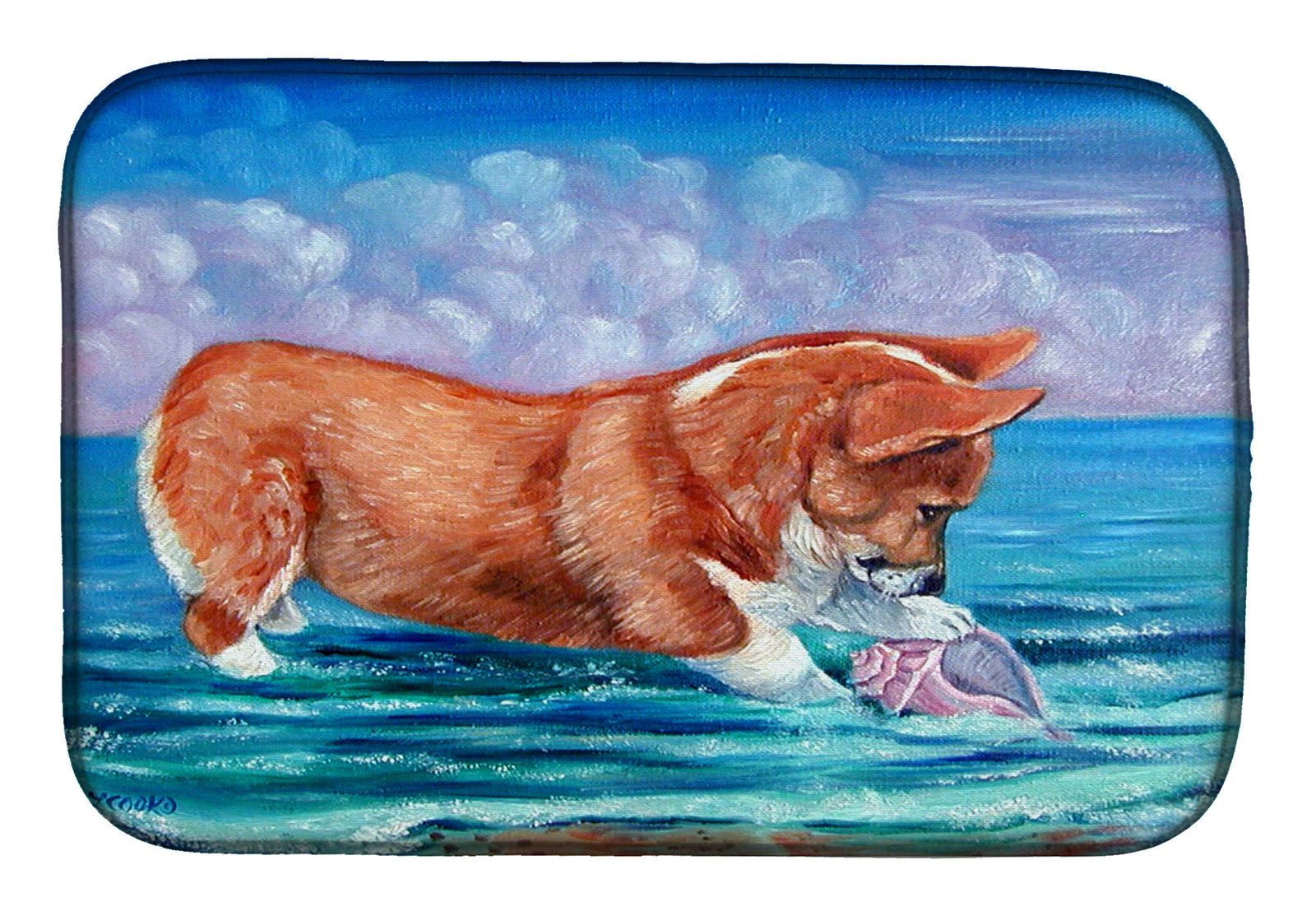 Corgi Sea Shell Find Dish Drying Mat 7407DDM  the-store.com.