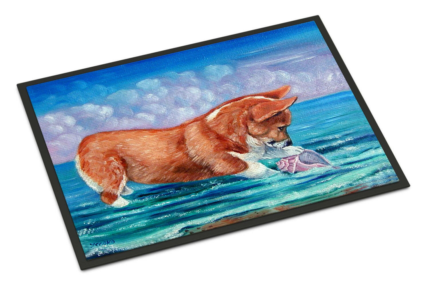 Corgi Sea Shell Find Indoor or Outdoor Mat 18x27 7407MAT - the-store.com